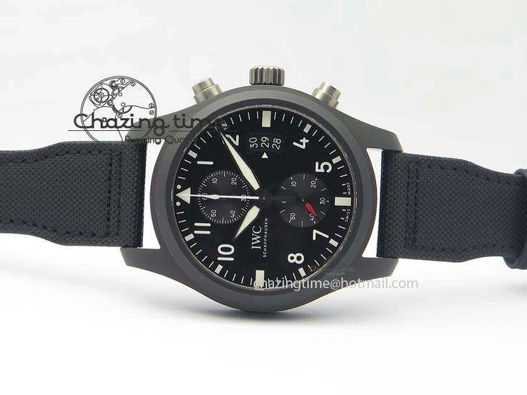 MIROTIME 0218 EasyCare Pilot Chrono IW388001 Real Ceramic ZF 1:1 Best Edition On Black Nylon Strap A 7279